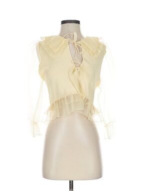 Zara Pale Yellow Ruffle Peasant Blouse